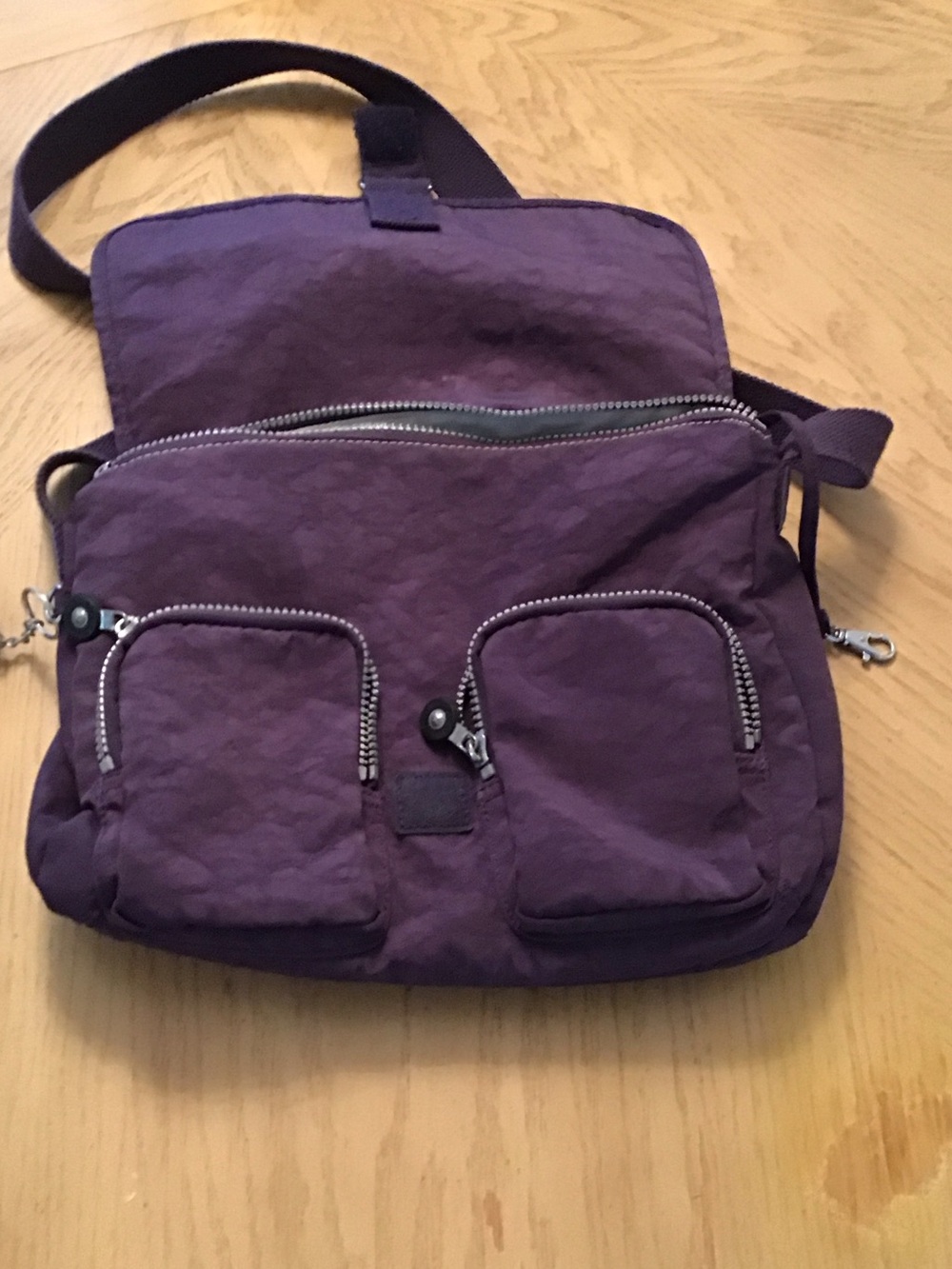 Kipling Plum Purple Crossbody Bag with Monkey Charm - Picture 3 of 6